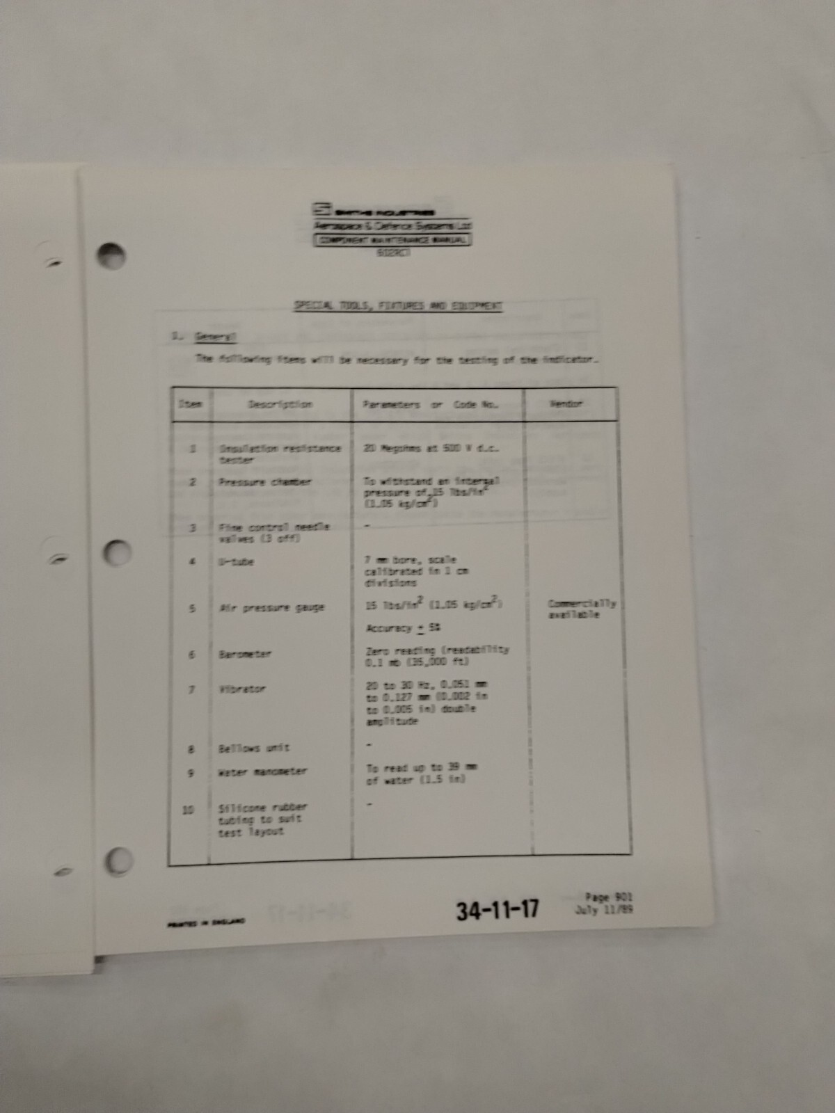 Smiths Industries Vertical Speed Indicator Component Maintenance Illust. Parts