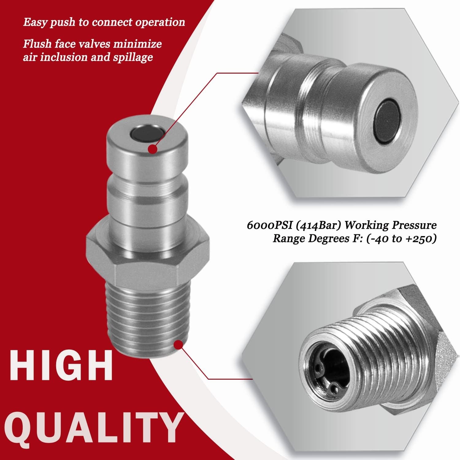 PD343 Steel Test Port Quick Nipple 1/8" 1/4"-18 NPTF Parker SC Hydraulic/Pneumat