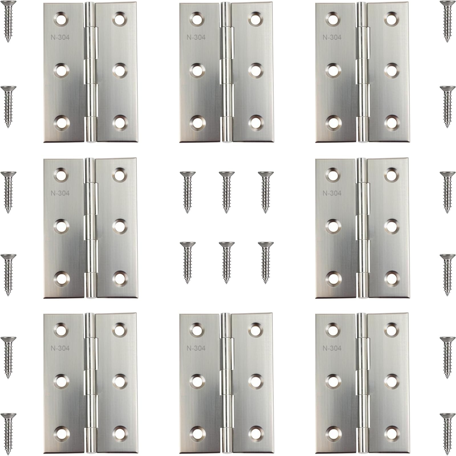 8 Pack Door Hinges Brushed Nickel 3 Inch Stainless Steel Butt Hinges Sma