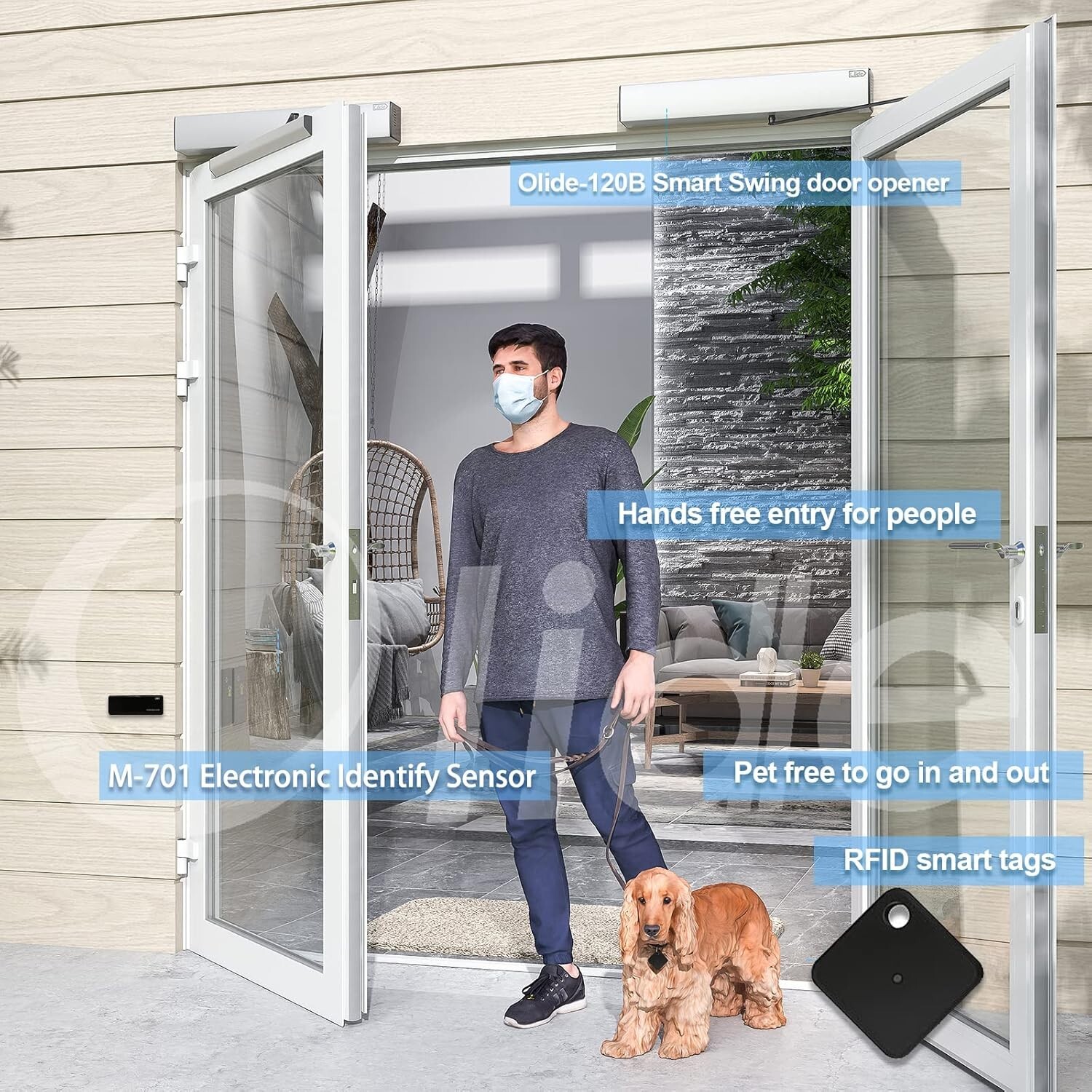 Automatic Door Smart RFID Controller and Tags, Phone Remotely Control Pet Collar