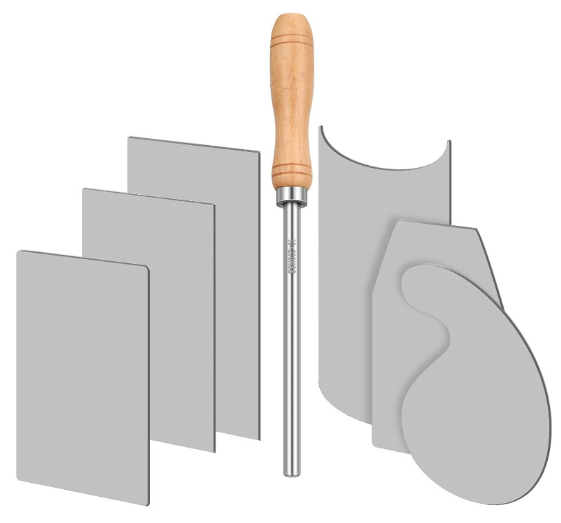Card Scraper Burnisher and 6 Pcs Cabinet Scraper Set for Woodworking