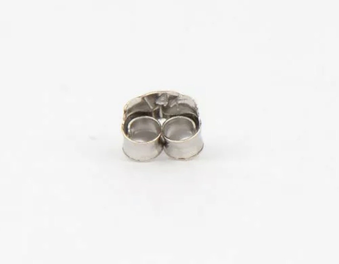 14K Solid White Gold Stud Earring Butterfly Backing Medium 1 Pair Value $69.00