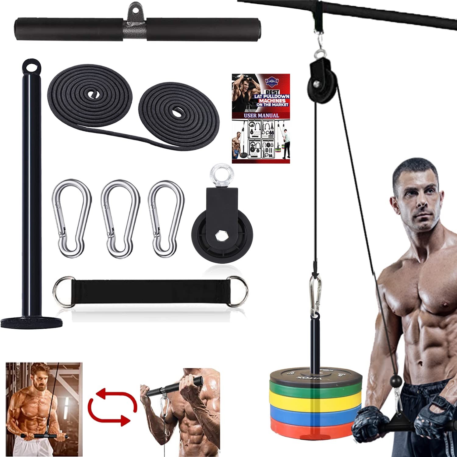 Taeku LAT Pulley System for Home Gym – Strength Training Fitness Equipment Ca...