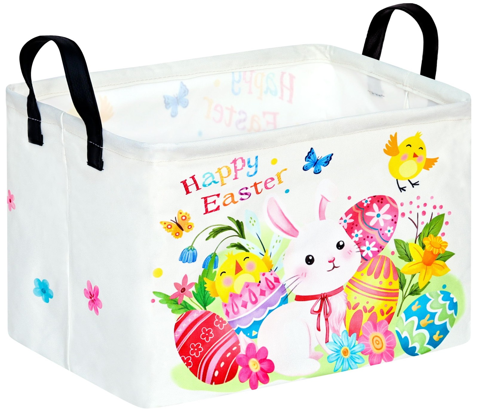 VAIVUSTO Easter Storage Basket Easter Bunny Storage Bin Collapsible Nursery H...