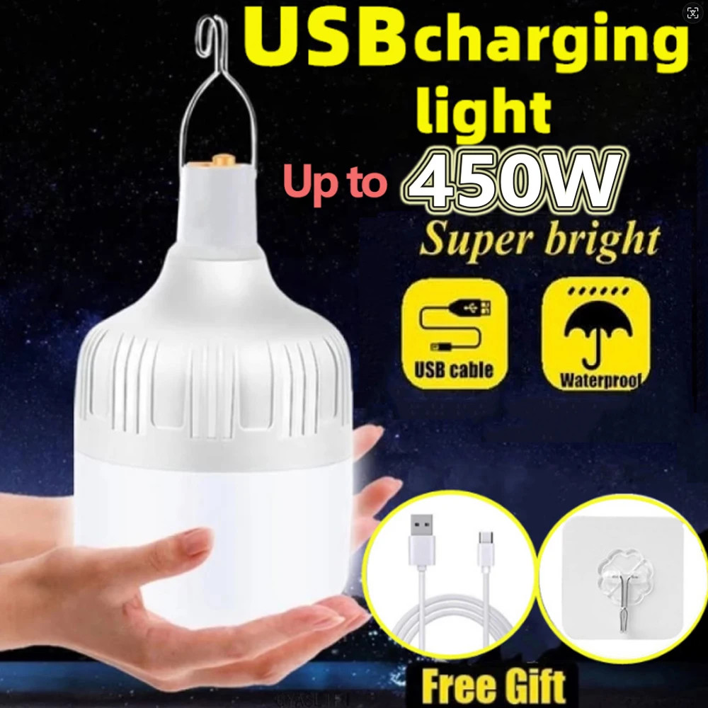 Portable Outdoor BBQ Camping Lights USB Rechargeable lamp LED Emergency Bulb Hoo