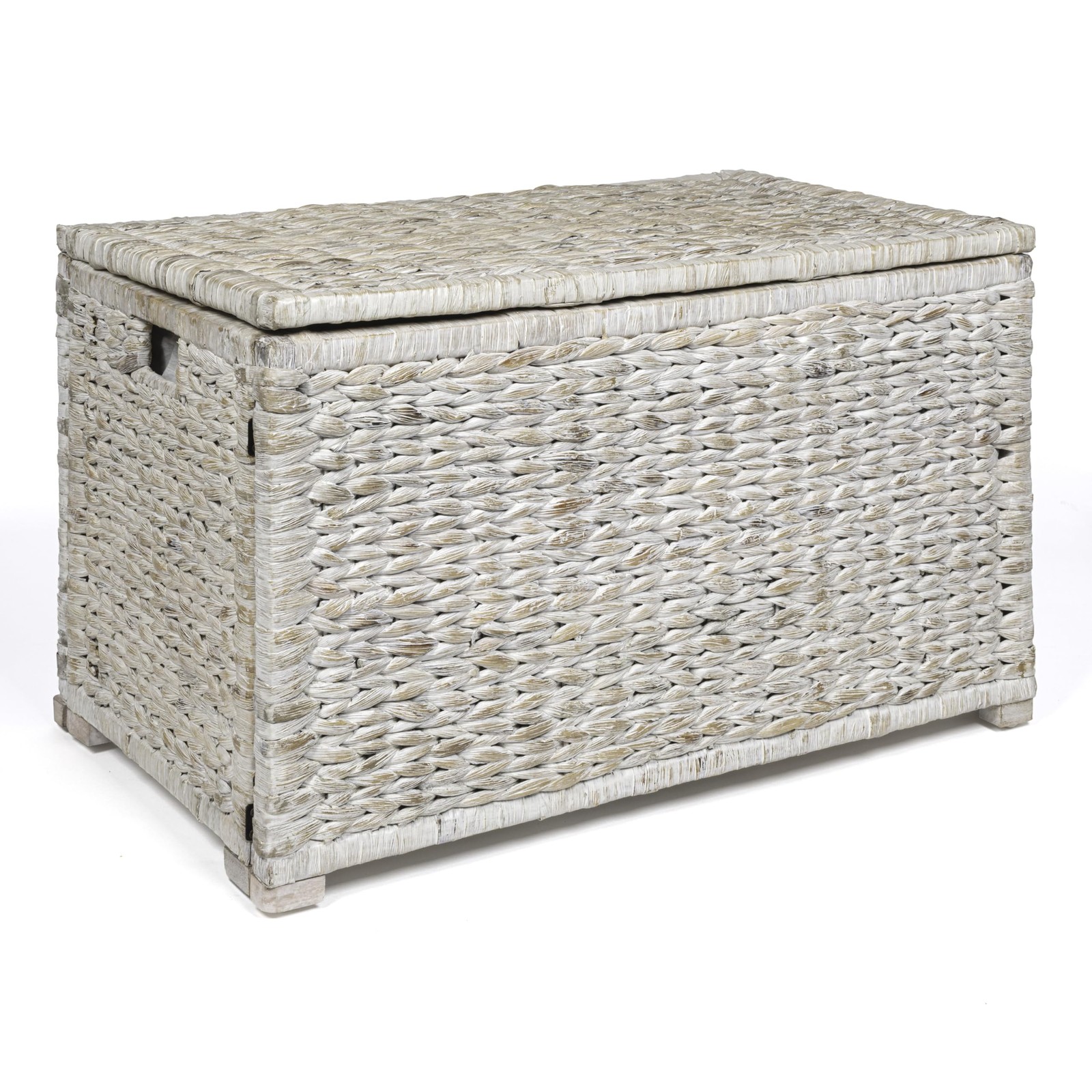 HPM9005C Anada 30" Handwoven Wicker Weave Storage Trunk, White Wash, Collapsi...