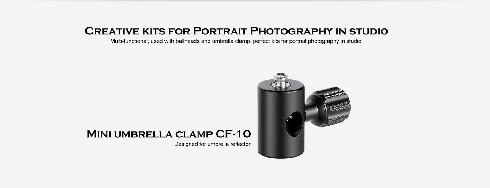 Leofoto CF-10 Umbrella Clamp Adapter Accessory fits up to 8mm Diameter Shafts
