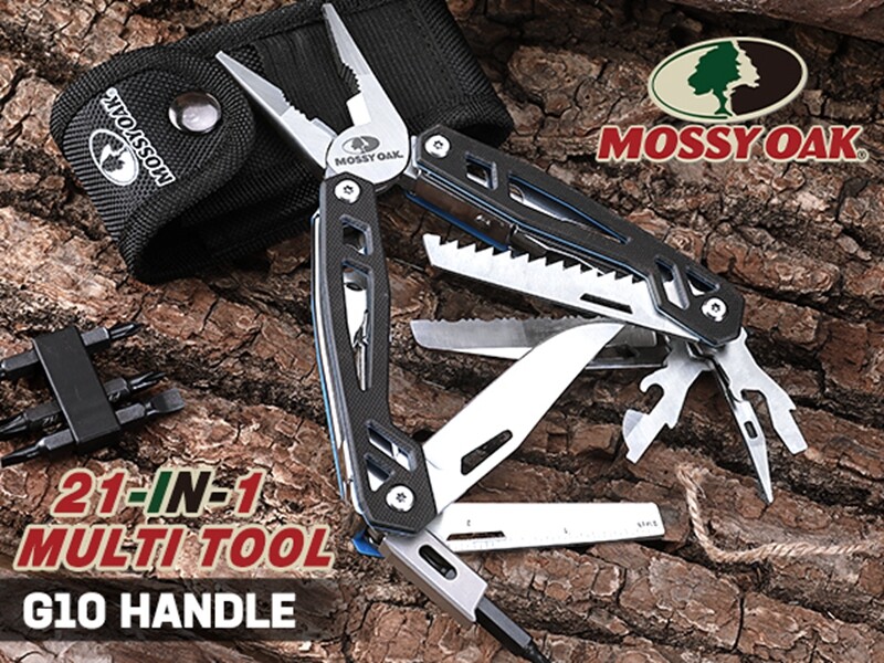 MOSSY OAK 21-in-1 Stainless Steel Multitool Pocket Knife G10 Handle for Outdoor