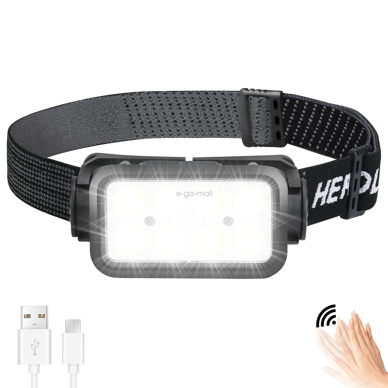 Rechargeable Headlamp Flashlight COB White Red Light Super Bright Floodlight