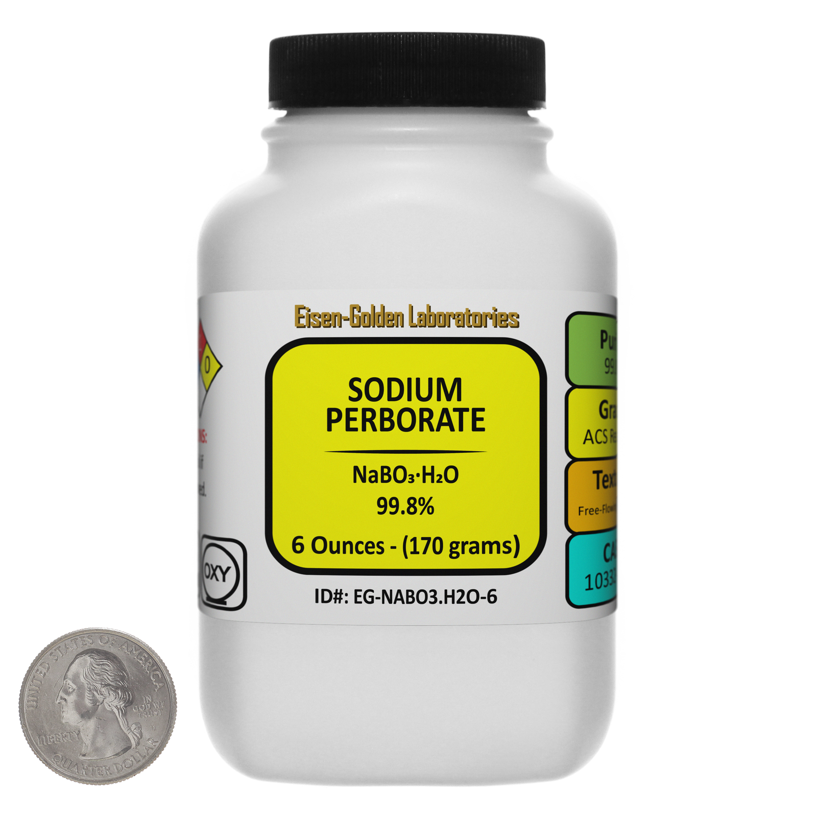 Sodium Perborate [NaBO3.H2O] 99.8% ACS Grade Granules 6 Oz in a Bottle USA