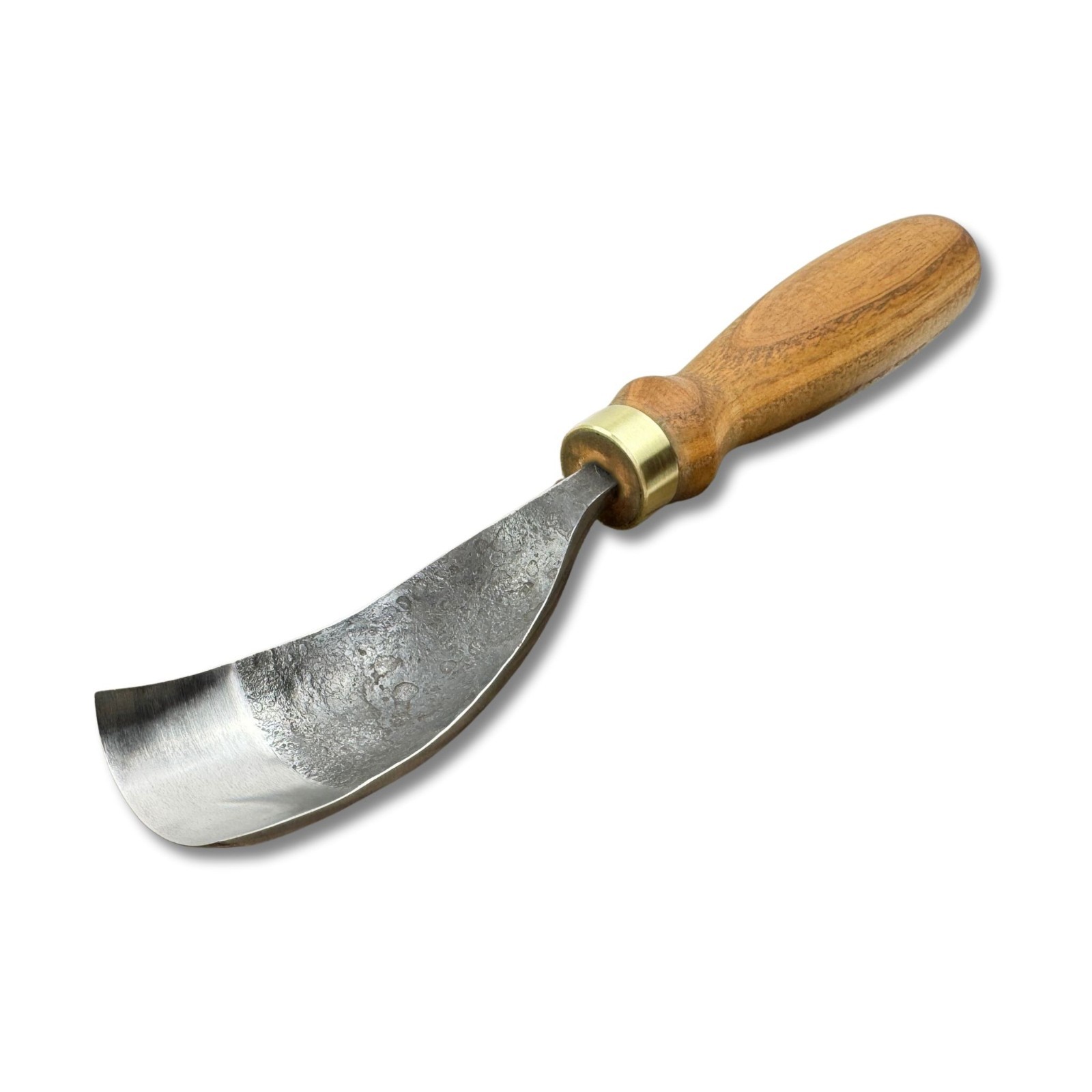 Hand-Forged Bent Gouge – 52100 Carbon Steel Blade, Ash Wood Handle, Custom Size
