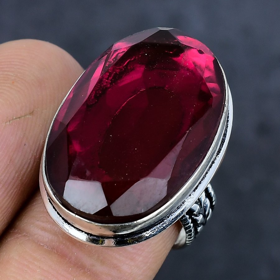 Amethyst Gemstone 925 Sterling Silver Jewelry Ring Size 8 X-Mas Gift A638
