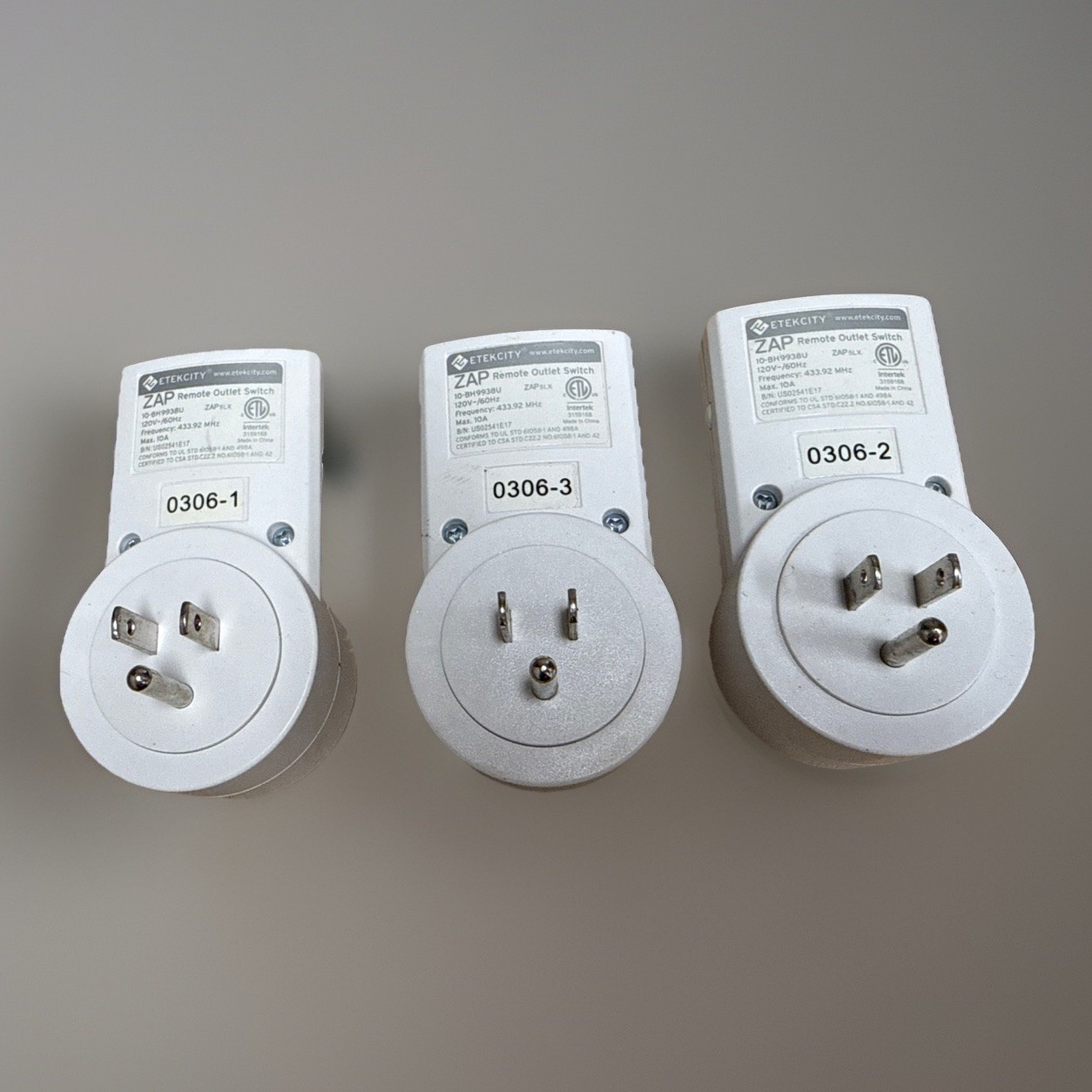 🔌⚡ LOT OF 3 ETEKCITY ZAP WIRELESS REMOTE OUTLET SWITCHES ⚡🔌