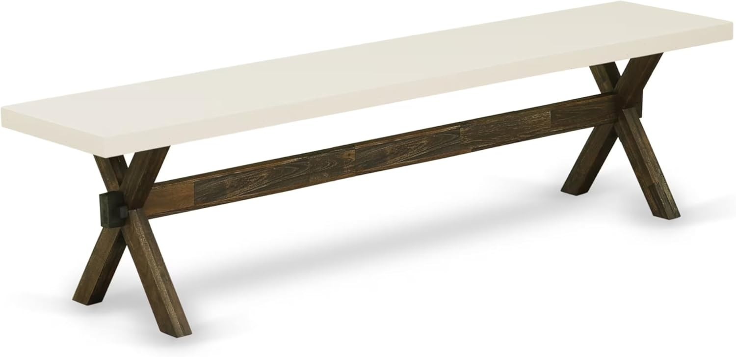 East West Furniture XB727 X-Style Modern Dining Bench with Solid Wood Seat