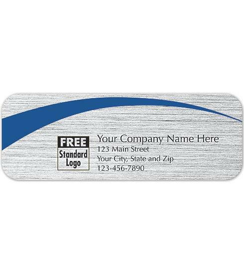 Rectangular Label On Brushed Silver W/Blue Arc 3.5x1.25 / Nebs/Deluxe No. 58114