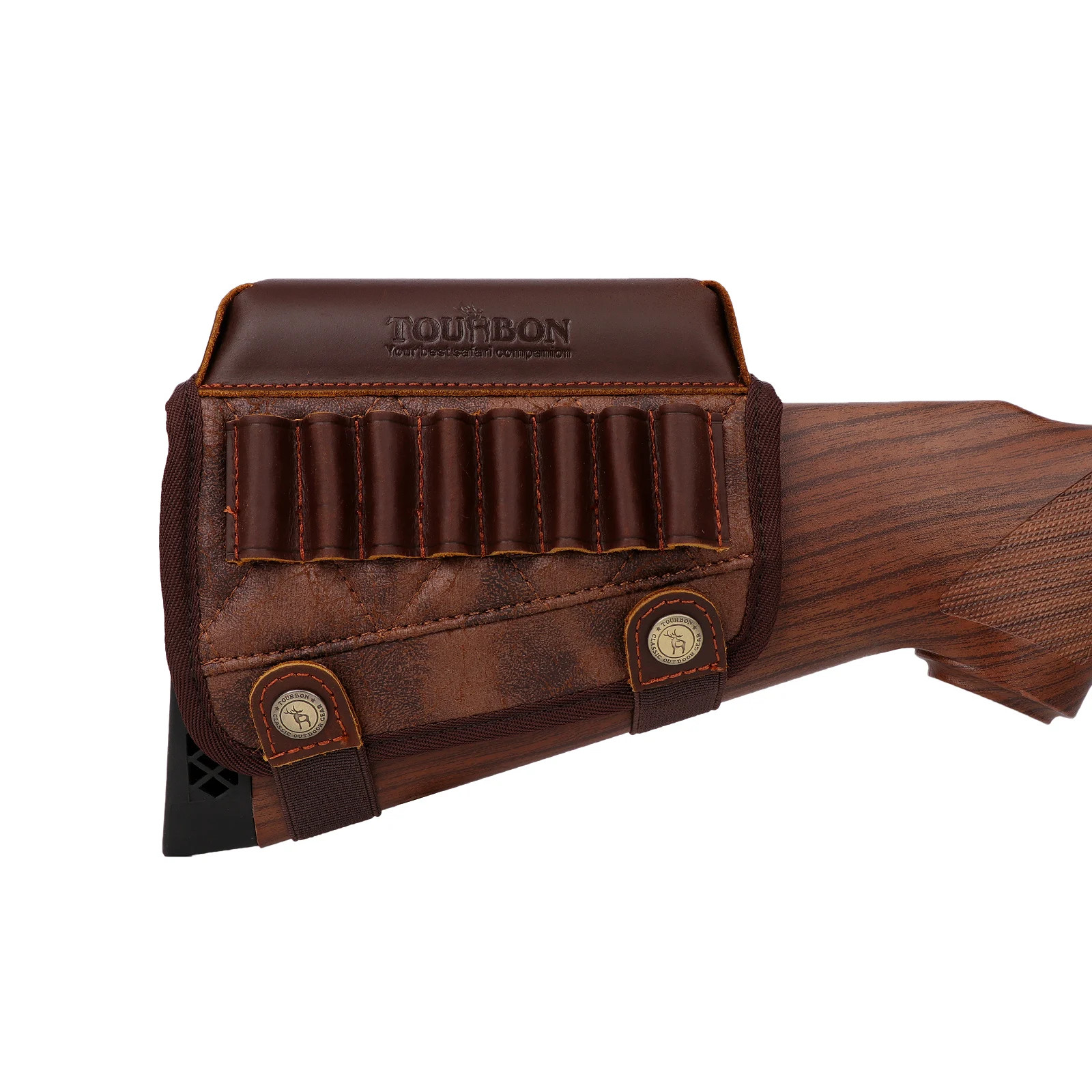 Tourbon Leather & PU Cheek Rest Riser Gun Buttstock with Rifle Cartridges 243 WI