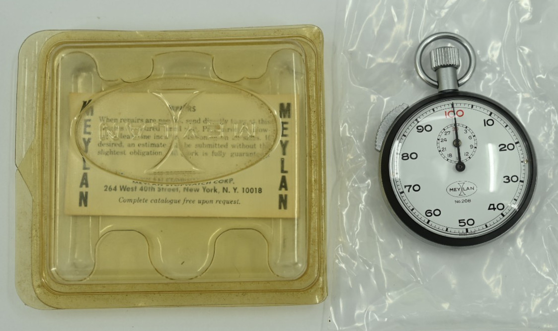 Vintage NOS Swiss Made Meylan #208 Mechanical Wind Up Stop Watch