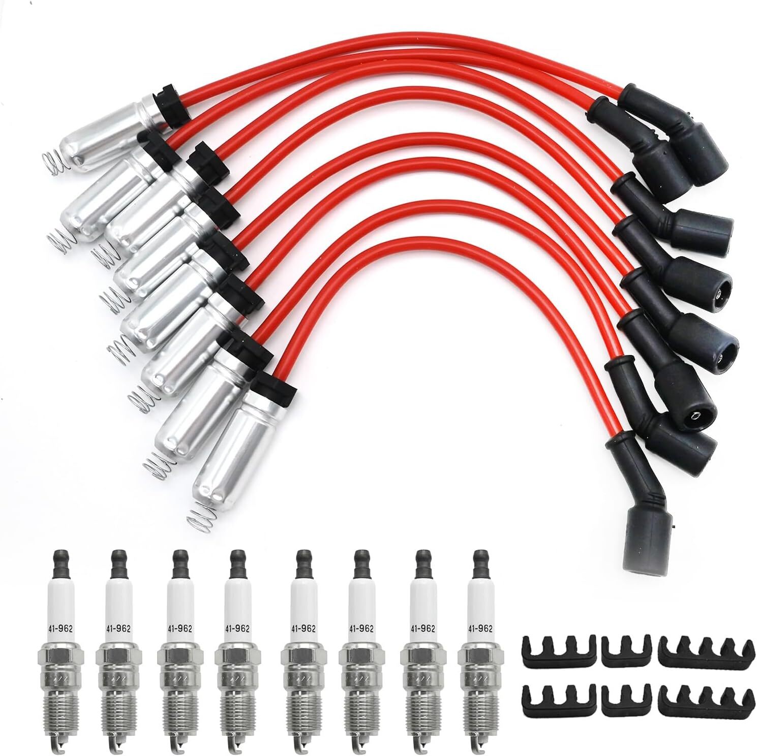 8pcs 9748HH Wires & 41-962 19299585 Spark Plugs For Chevrolet GMC 4.8L 5.3L 6.0L