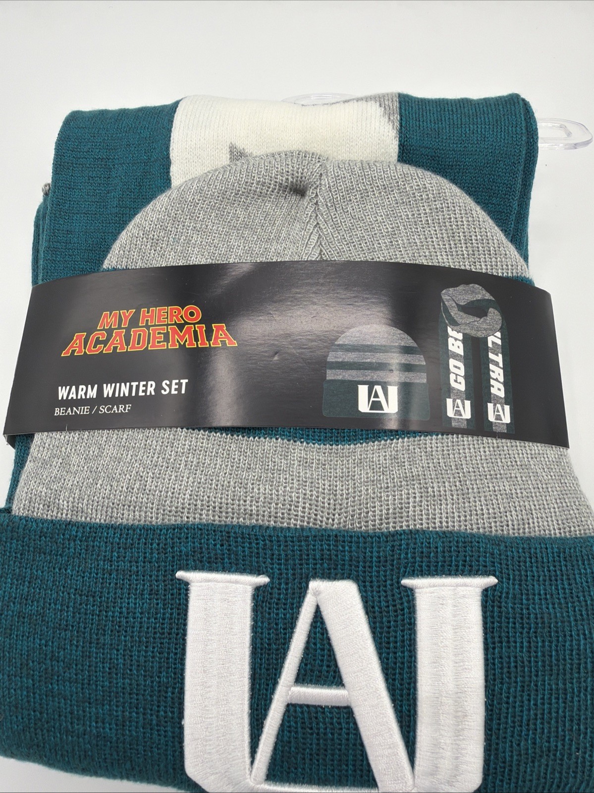 My Hero Academia -U.A. HighSchoolLogo Tall Cuff Beanie(Grn/Wht. /Grey) “W/scarf”