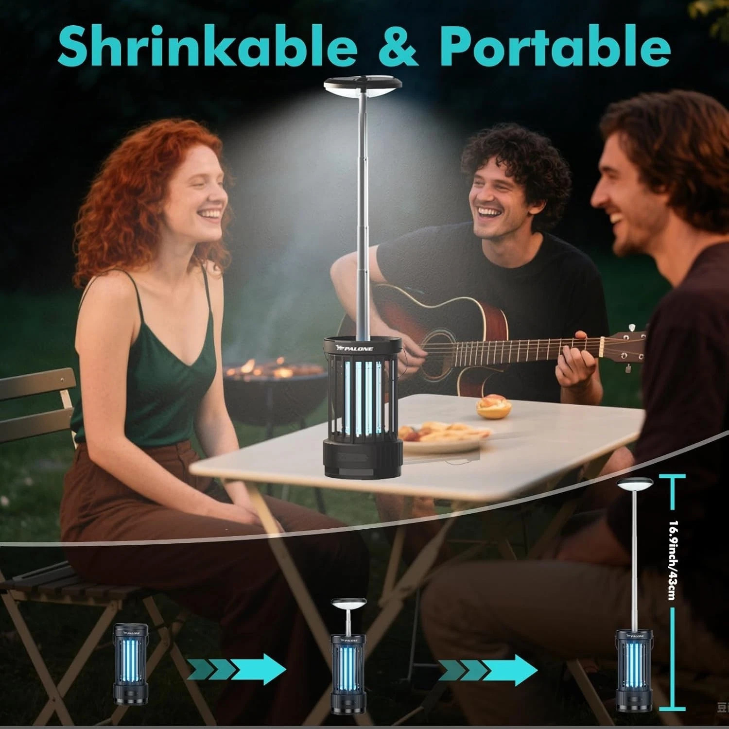4500V Portable Rechargeable Mosquito Zapper, Bug Zapper with Telescopic Light,e