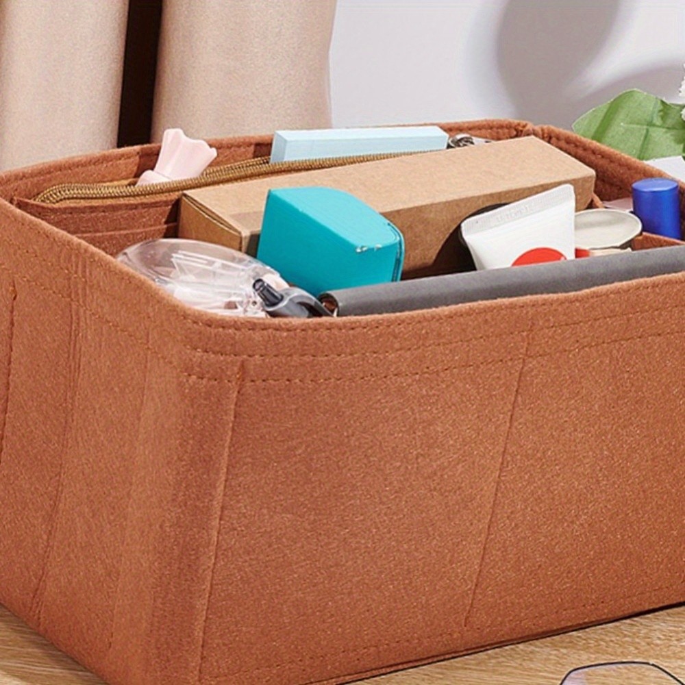 1pc Felt Handbag Insert Organizer Felt Zipper Tote bag Insert Rectangle Purse
