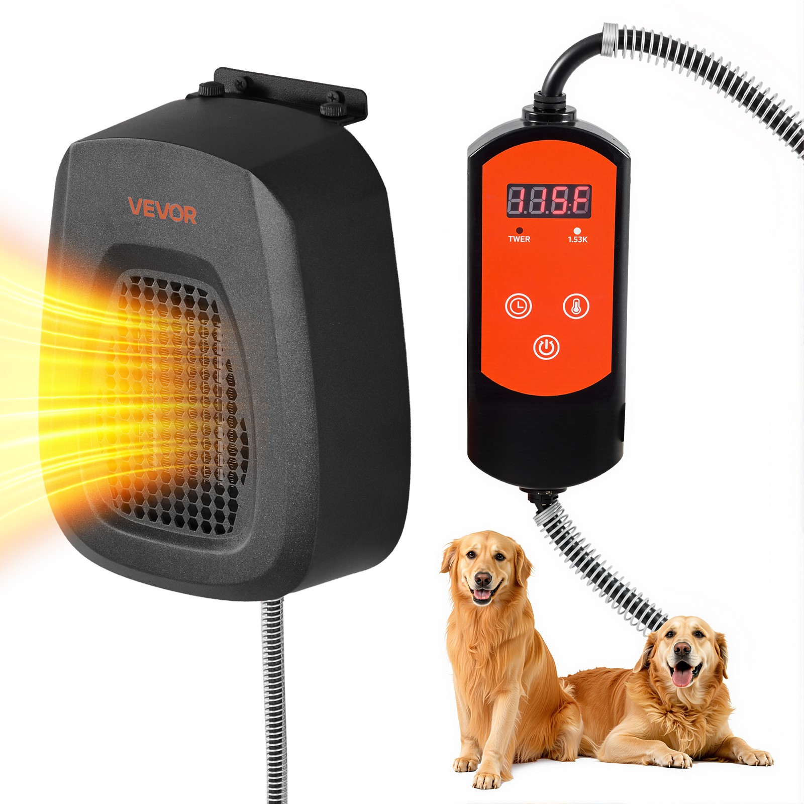 VEVOR Dog House Heater 800W Pet Heater House with Anti-Bite Cord and 24H Timer