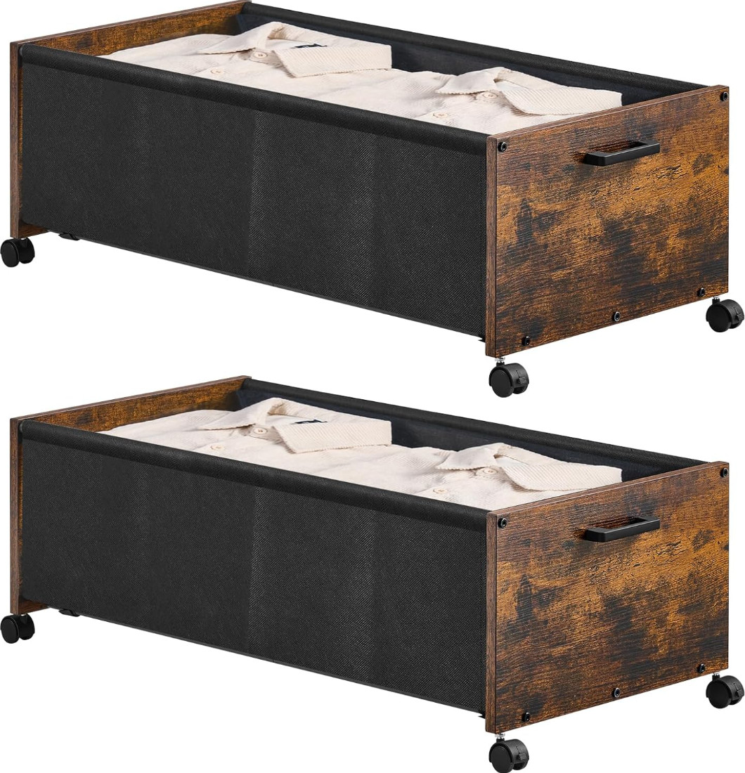 Coffee Under Bed Storage Shelves Rolling Underbed Drawers For Shoes, Size XXL