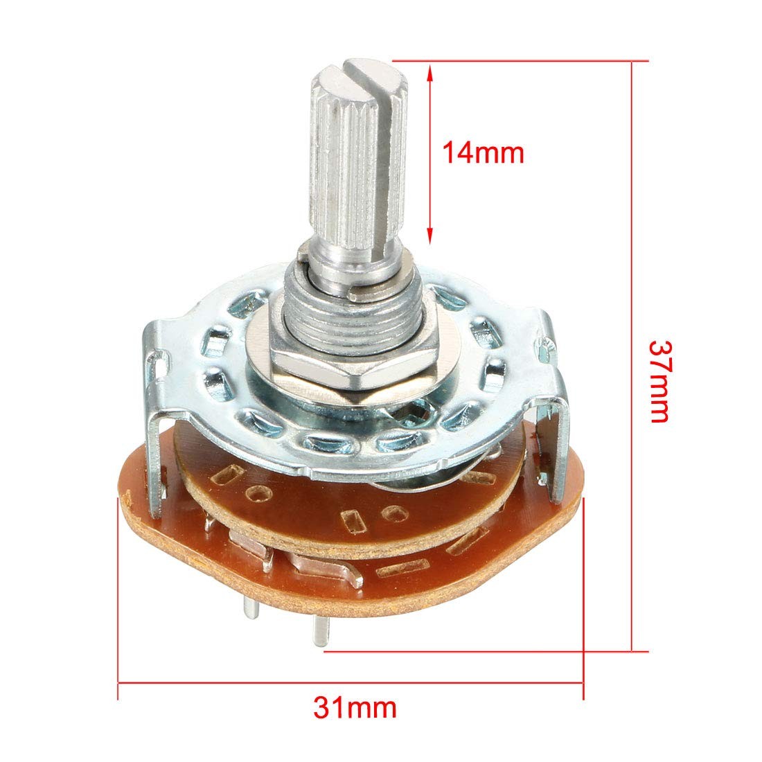 2P4T 2 Pole 4 Position Selectable Single Deck Band Channel Rotary Switch Sele...