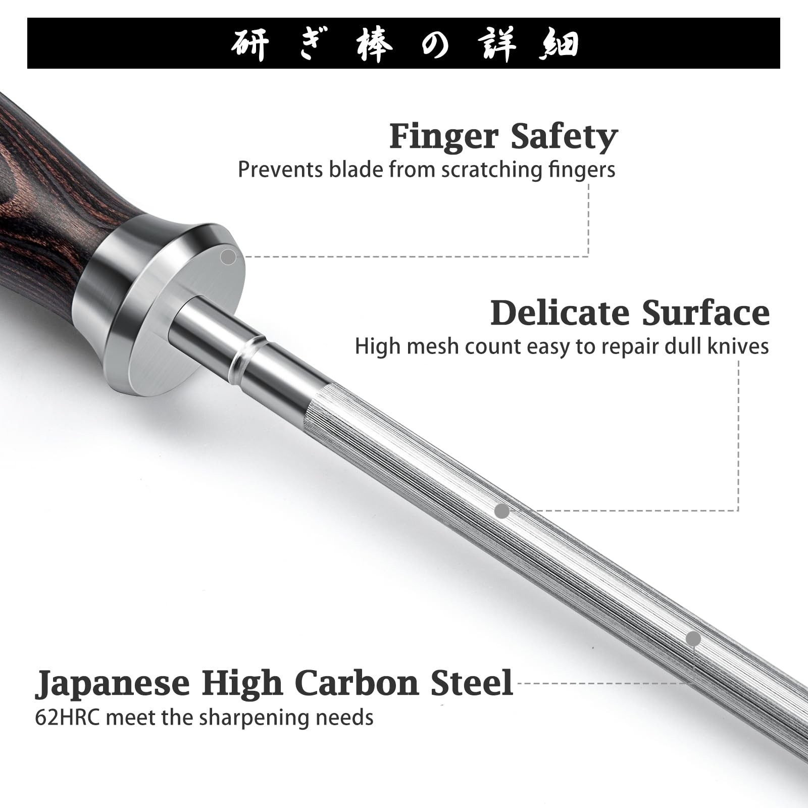 Honing Rod, 10 Inch Professional Kitchen Knife Sharpener Rod
