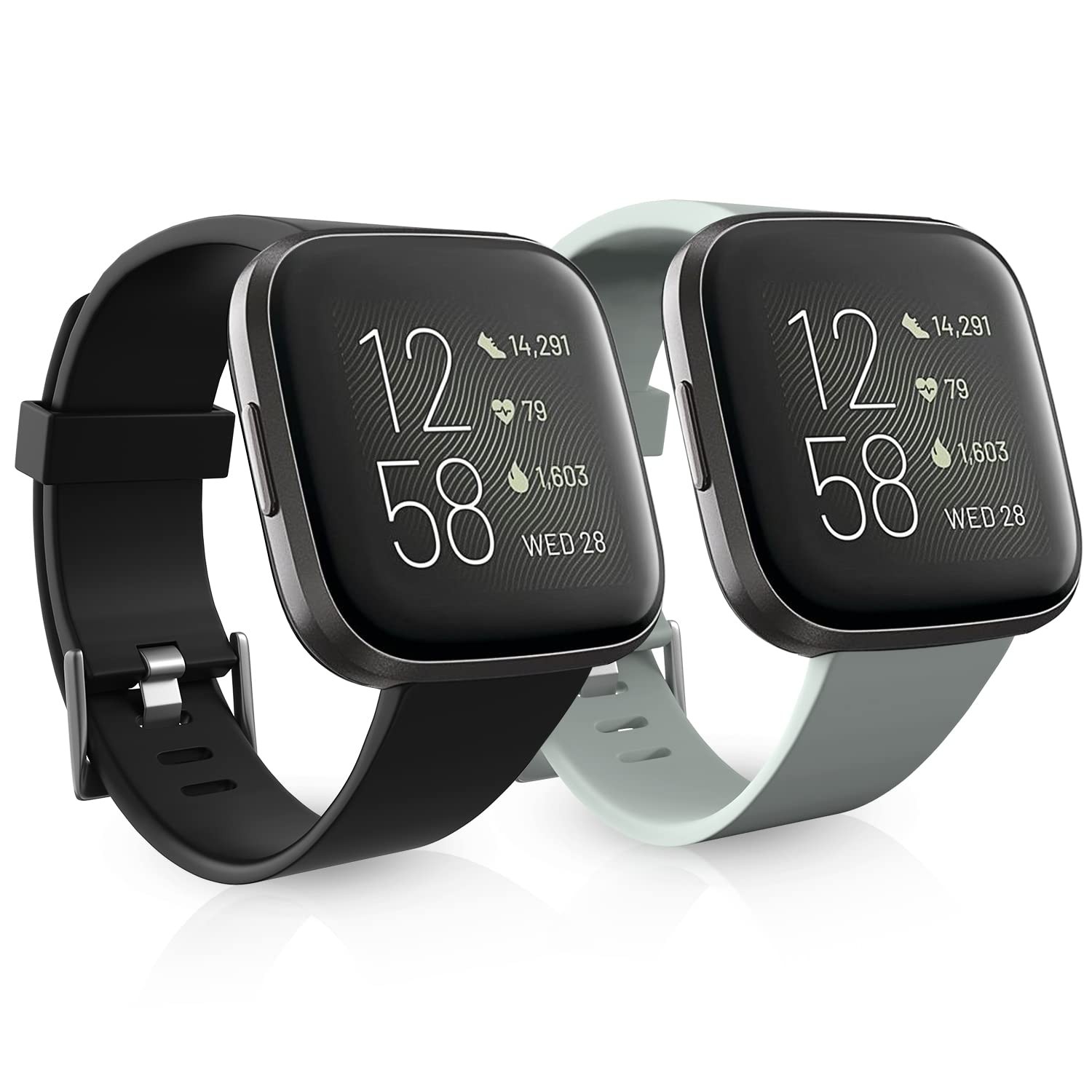 2 Pack Waterproof Bands with Fitbit Versa 2 Bands for Men, Soft Sports Wristb...