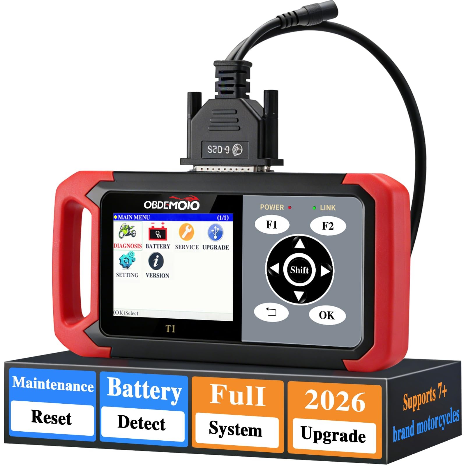 Motorcycle OBD Code Reader ABS ECU Scan Service Reset for Honda, Suzuki, CFMOTO