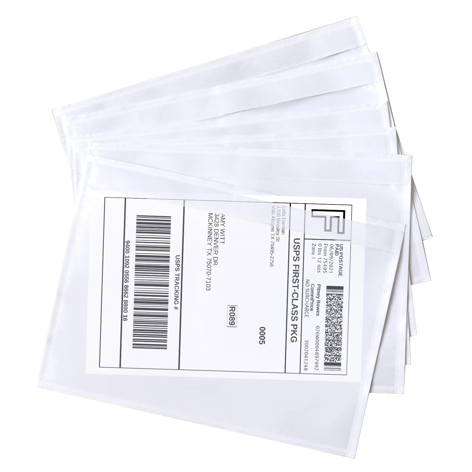 7.5" x 5.5" Shipping Label Sleeves, SJPACK Clear Adhesive Top Loading Packing...