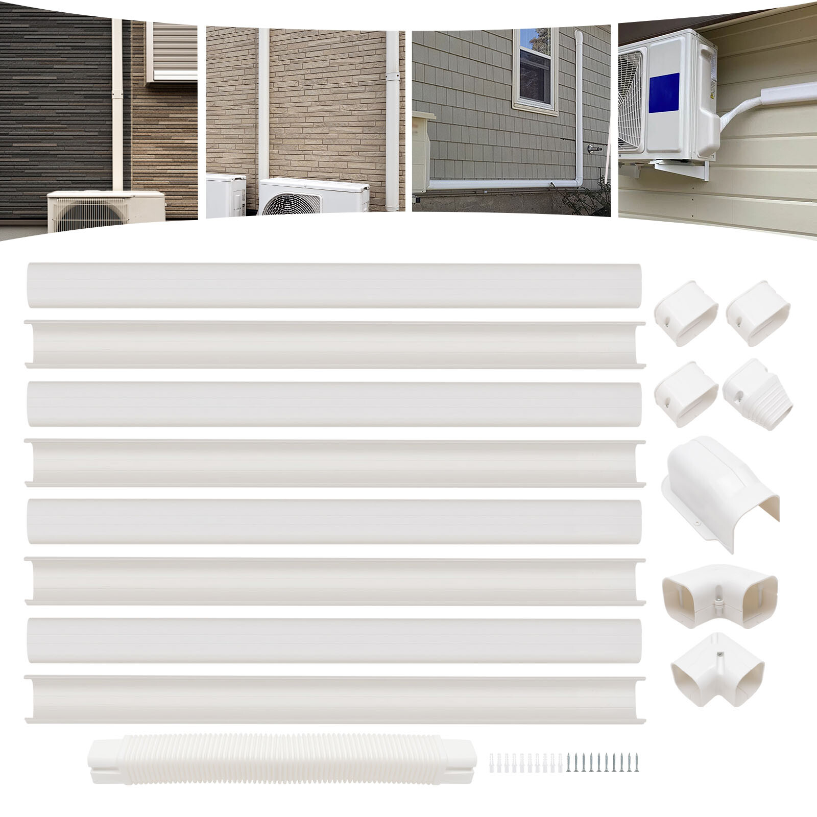 Professional Grade Ductless Mini Split AC Line Set Cover Kit PVC HOT 3" W 15Ft L