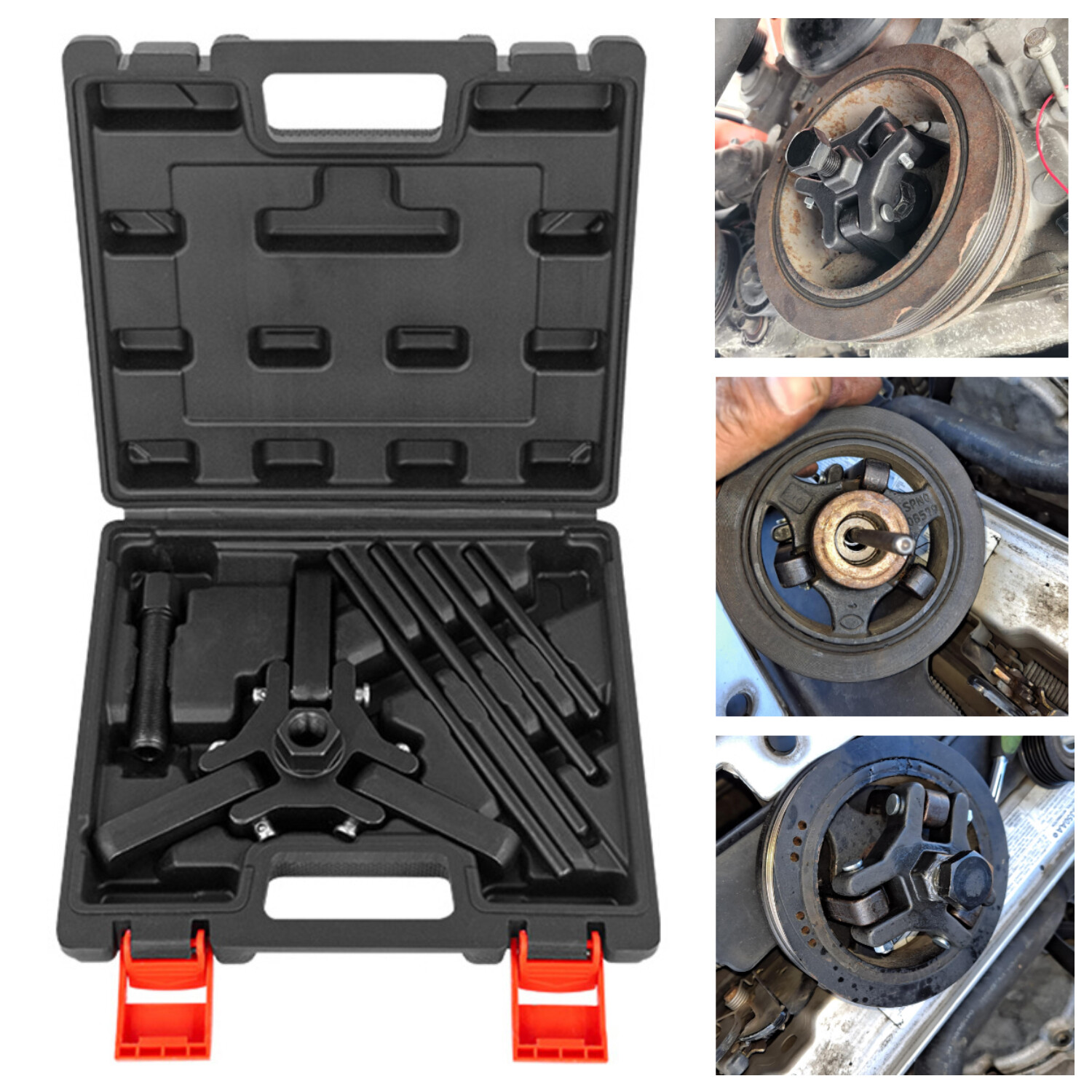Harmonic Balancer Puller Crank Pulley Removal Kit Engine Motor Rod Auto LS GM US
