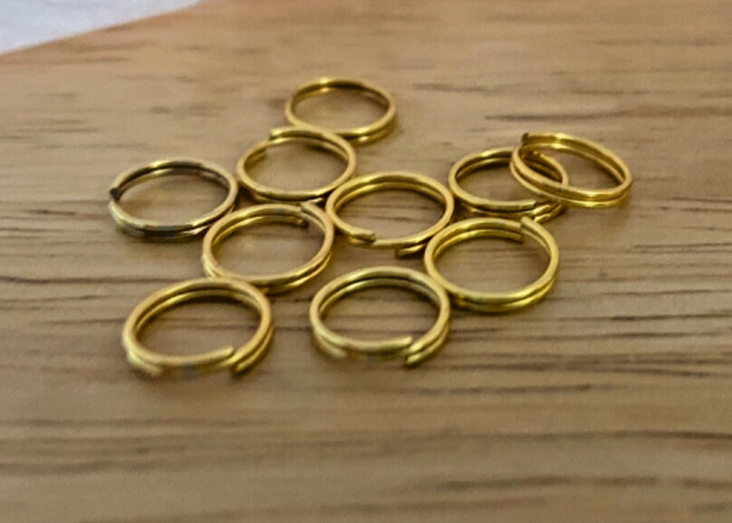 10 Gold Color Base metal 12mm Split Rings Attach Charms to your Bracelet