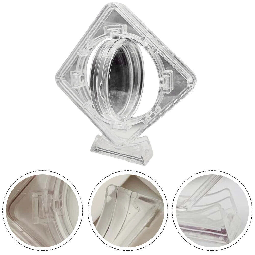 3D Coin Display Case Stand Rotatable Floating Coin Capsules Protector 40 mm 2Pcs