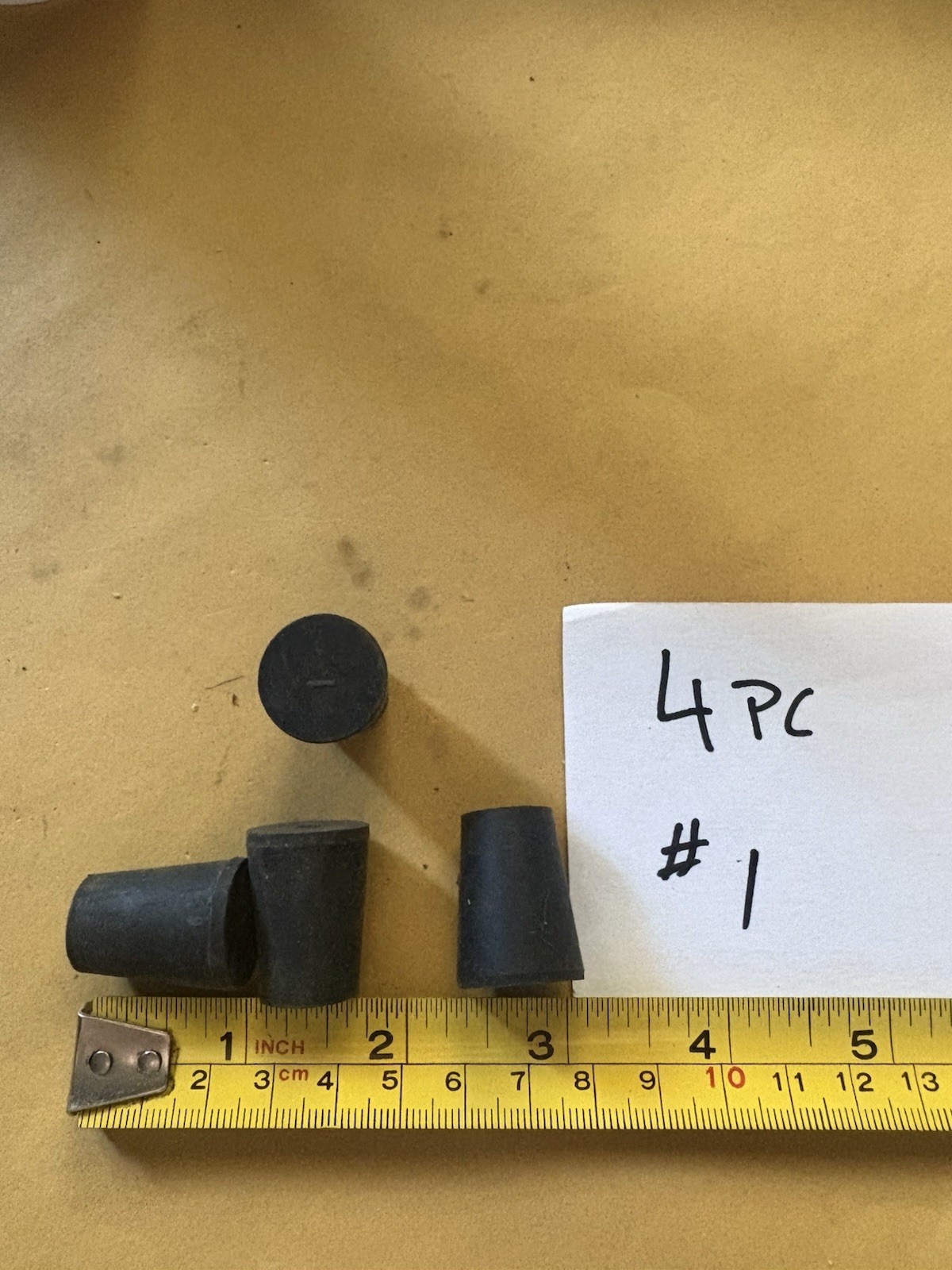 4 Pc #1 RUBBER LABORATORY STOPPER Black Rubber Bung Cap for Lab Glass
