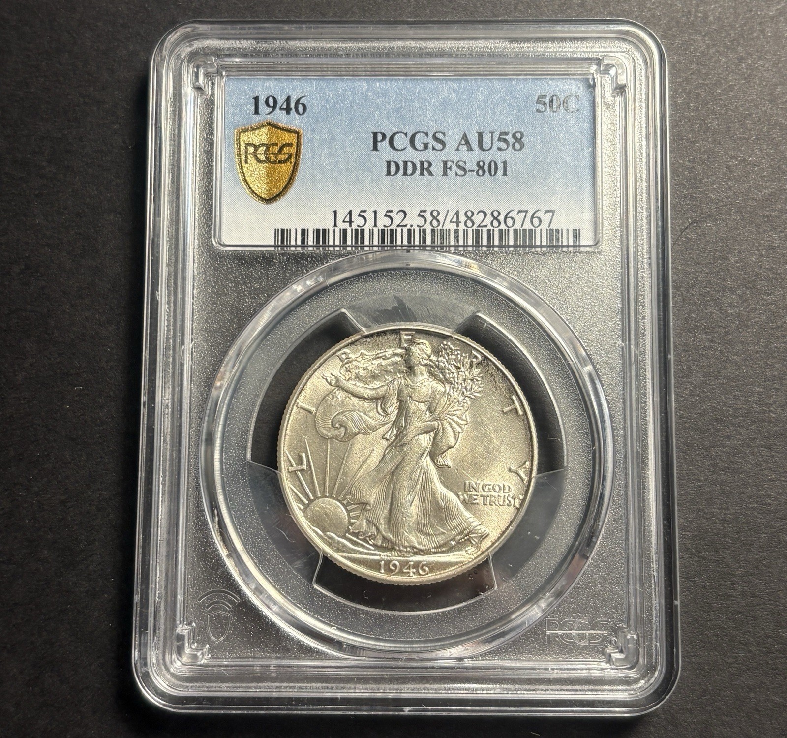 1946 Walking Liberty Half Dollar — Graded 58 🔥 DDR FS-801 Variety Double Die