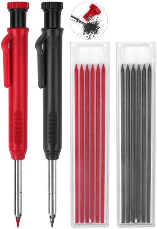 2 Pack Carpenter Construction Pencils Mechanical Pencils with 12 Refills,.