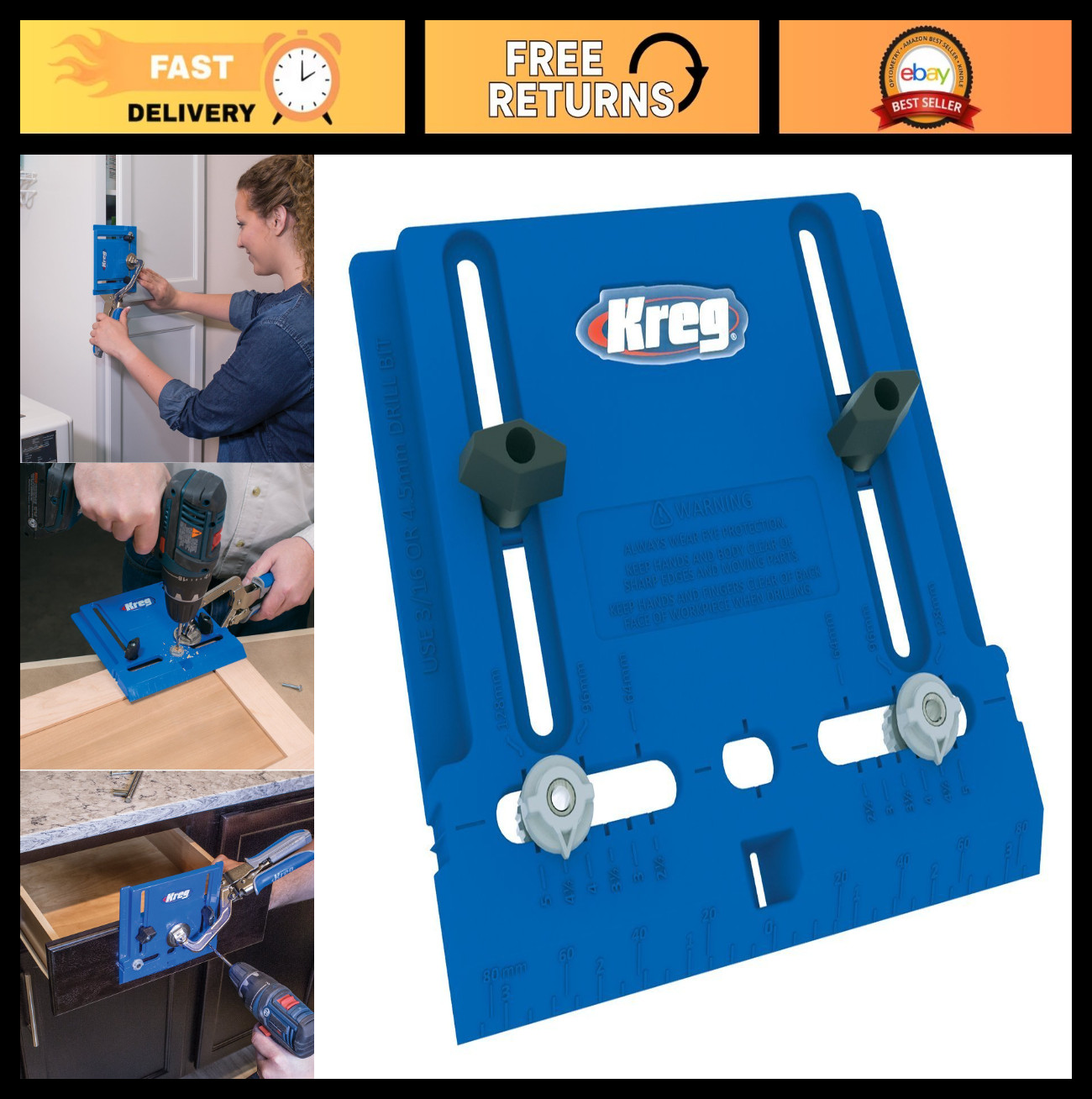 Portable Cabinet Hardware Jig - Precision Drilling Tool for Knobs & Pulls - Accu