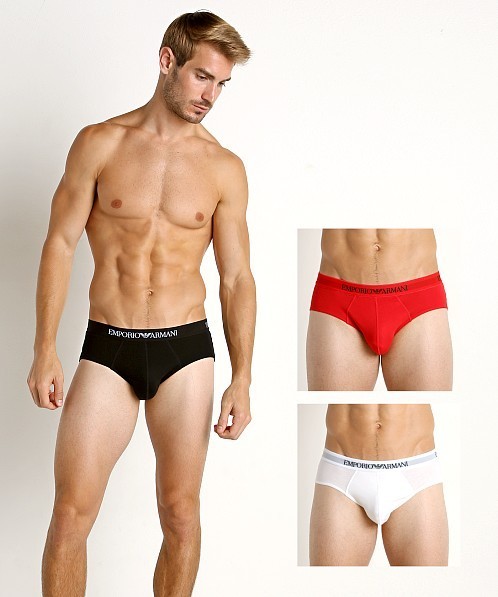 EMPORIO ARMANI MENS PURE COTTON 3-PACK BRIEF UNDERWEAR   # 110824CC722-NWT