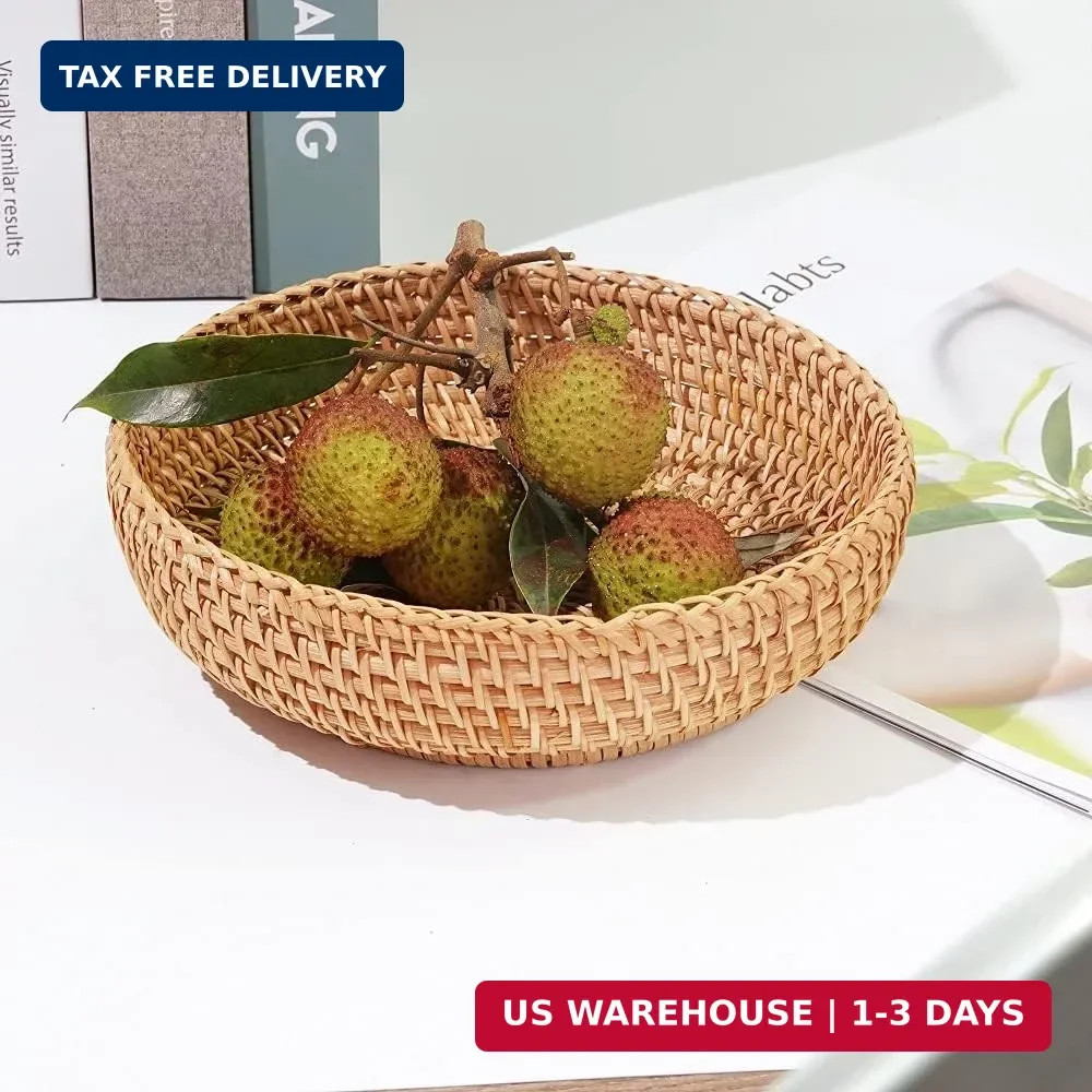 Small Round Keys Basket for Entryway Woven Baskets for Organizing Tabletop Decor