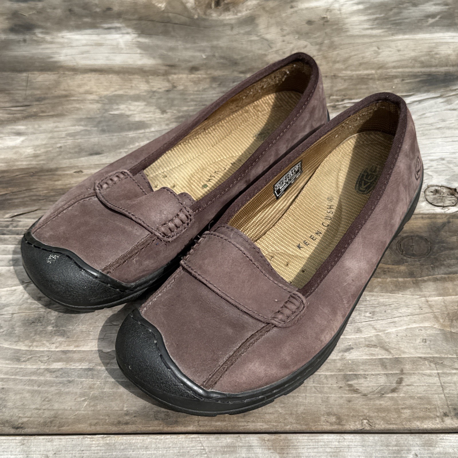 Merrell Women’s 10 Taupe Brown Leather Suede Mary Jane Comfort Wedge Heel SlipOn