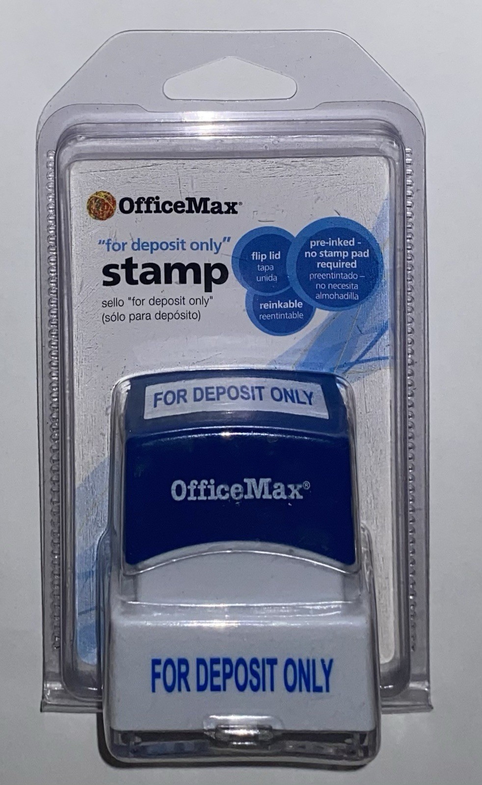 FOR DEPOSIT ONLY Stamp Office Rubber Stamper Self-Inking Blue Ink Business NIP
