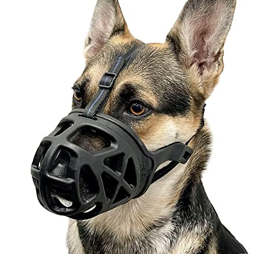 Dog Muzzle, Basket Muzzle for Biting, Chewing and Scavenging, Black Medium
