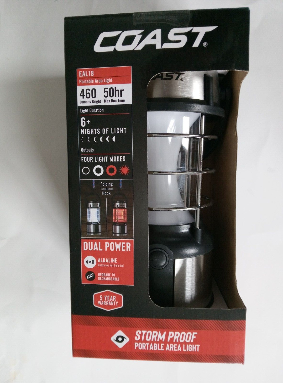 Coast Portable Area Light Storm Proof Dual Power 460 Lumens Bright Lantern