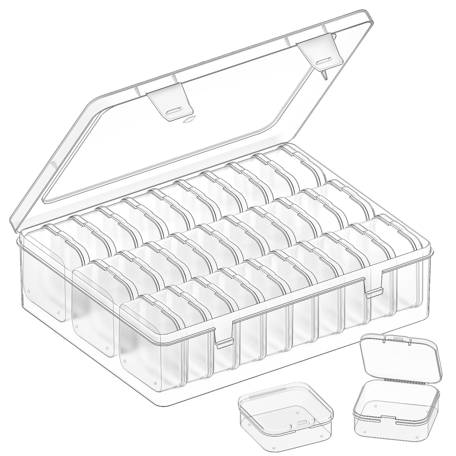 VANSUNS Bead Organizer Box, 31 Pcs Clear Plastic Storage Containers with Hing...