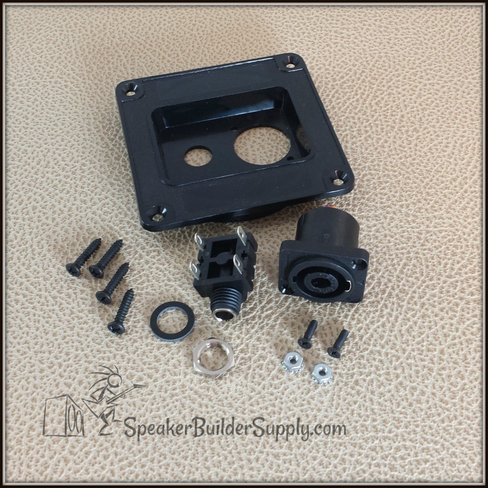 Plastic 1/4" and speakon combo jack dish -empty dish or complete with jacks