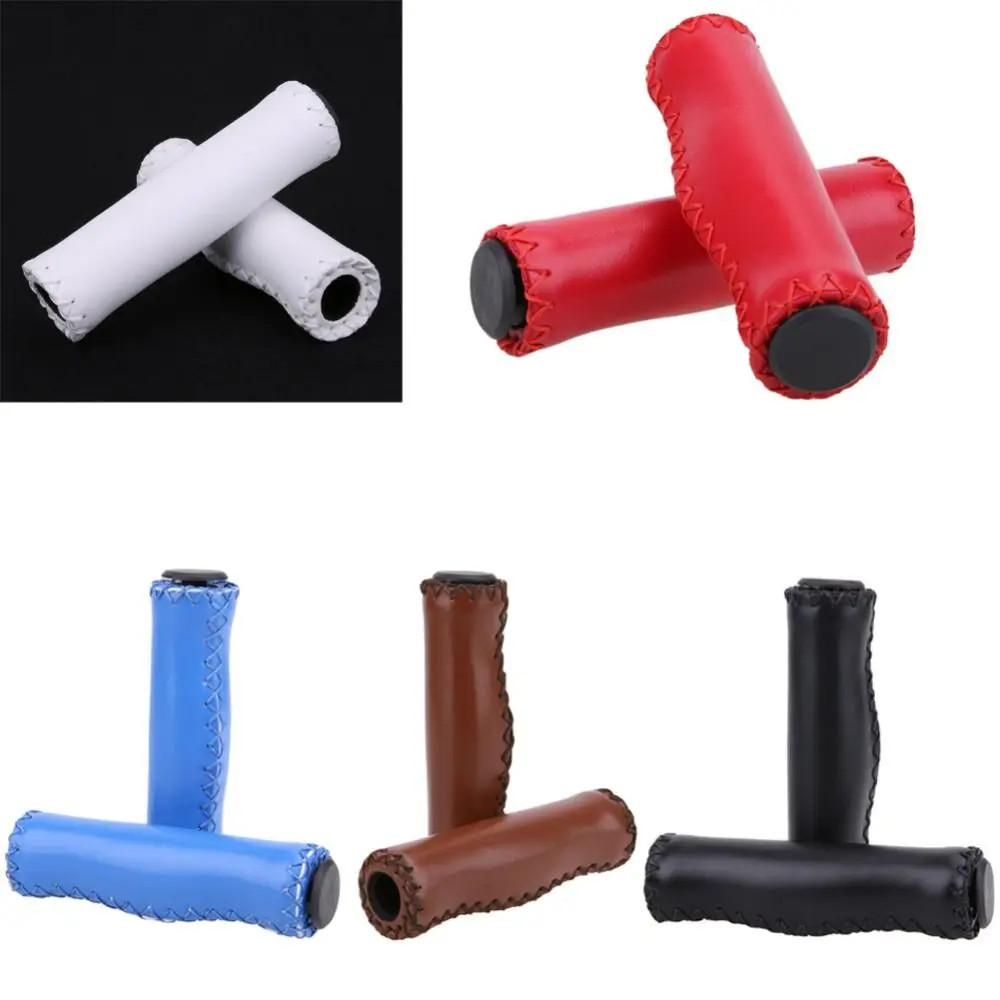 New PU Leather ycle Handlebar Grips 5 Colors Anti-slip Bike Handle Grip Mount