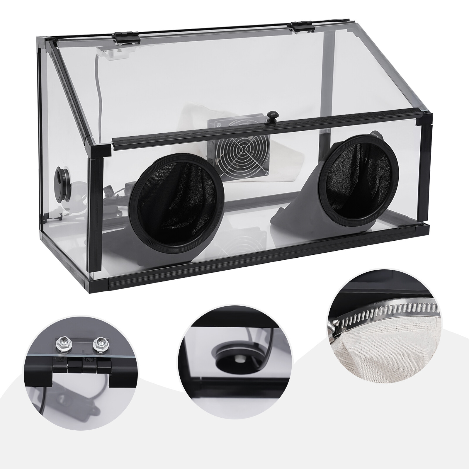 Fully Enclosed Electric Grinding Table Polisher Dust Box Acrylic Cover+LED Light